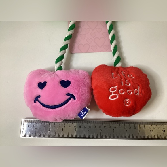 Life Is Good | Valentines Red Pink Hearts Love Squeaky Crinkle Dog Toy - Picture 4 of 5